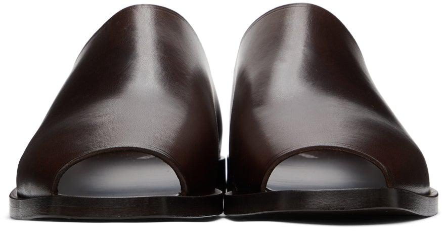 Lemaire Brown Leather Flat Mules – BlackSkinny