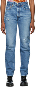 Levi's Blue Denim 501 Original Fit Jeans - Levi's Blue Denim 501 Jean Fit original - 레비의 블루 데님 501 원래 맞는 청바지
