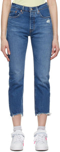 Levi's Indigo 501 Cropped Jeans - Levi's Indigo 501 Jeans coupés - 레비의 인디고 501은 청바지를 자른다