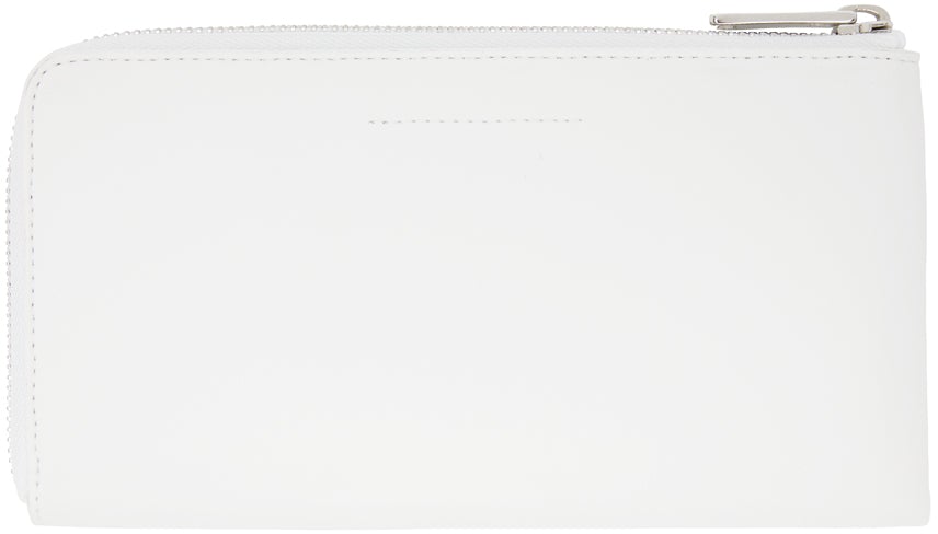 MM6 Maison Margiela White Faux-Leather Logo Zip Wallet – BlackSkinny