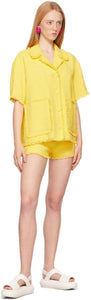 MSGM Yellow Tweed Solid Color Shorts