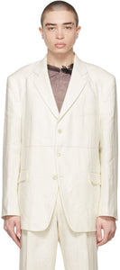 Maison Margiela Off-White Linen Blazer - MAISON MARGIELA Blazer en lin blanc cassé - Maison Margiela Off-White Linen Blazer.