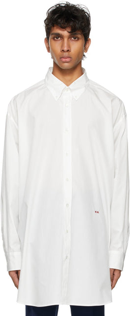 Maison Margiela Off-White Oversized Poplin Shirt - Chemise popeline surdimensionnée de la Maison Margiela - Maison Margiela Off-White 대형 포플린 셔츠