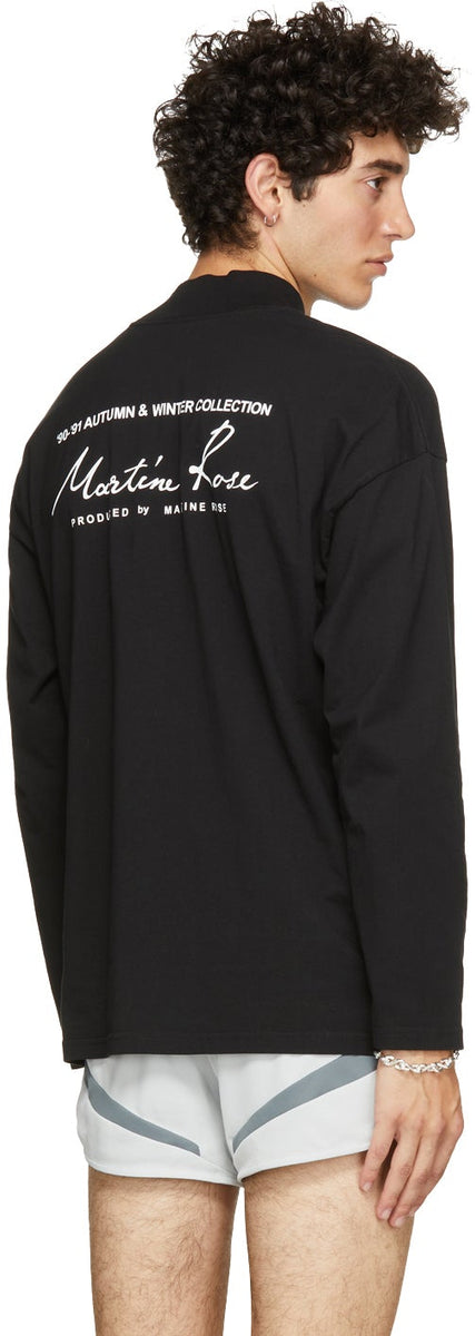 Martine Rose SSENSE Exclusive Black Funnel Neck Logo Long Sleeve T