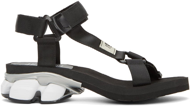 Miharayasuhiro Black Sneaker Heel Belted Sandals - Sandales à talons noirs Miharayasuhiro Noir - Miharayasuhiro 블랙 스니커 힐 벨트 샌들