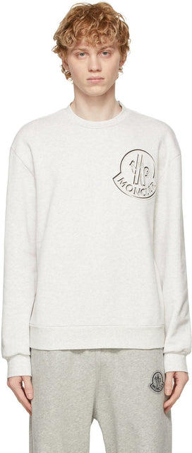 Moncler Grey Embroidered Logo Sweatshirt - Sweat-shirt de logo brodé Moncler Grey - 몬 클러 그레이 수 놓은 로고 스웨터