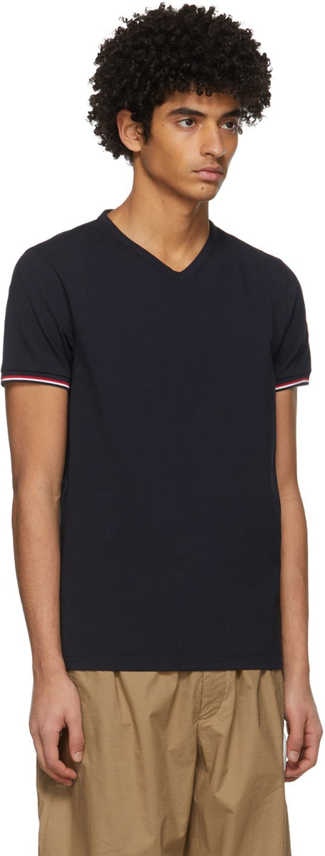 Moncler Navy V-Neck T-Shirt – BlackSkinny