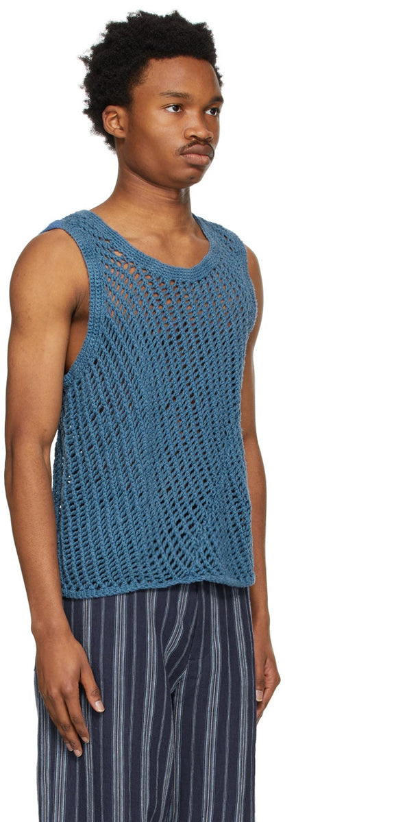 Nicholas Daley Blue Knit Garment-Dyed Vest – BlackSkinny