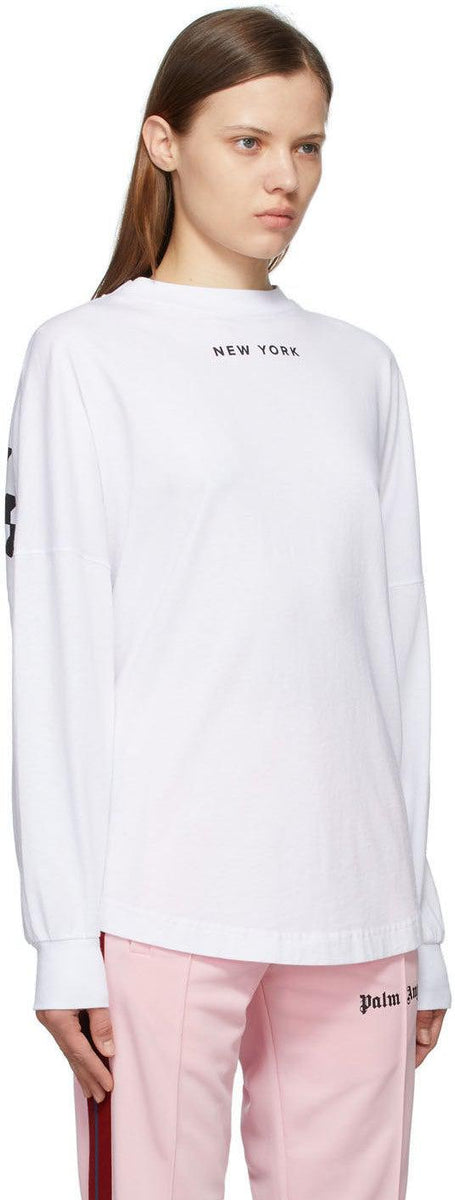 gennemsnit udvikle Illustrer Palm Angels White Sprayed Logo 'New York' Long Sleeve T-Shirt – BlackSkinny