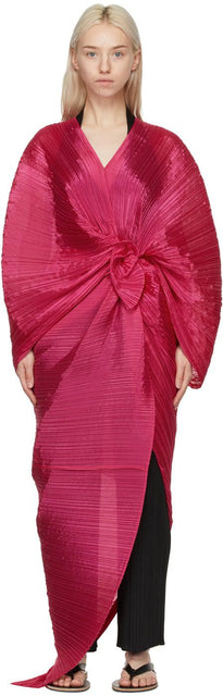 Pleats Please Issey Miyake Pink Madame T Stole Scarf - Plis s'il vous plaît issey miyake rose madame t a volé écharpe - Pleats 제발 issey miyake 핑크 마담 t 훔친 scolet