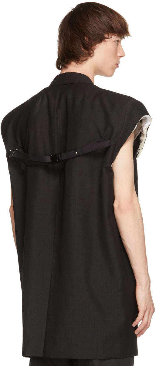 Rick Owens Black Jumbo Tatlin Sleeveless Blazer – BlackSkinny