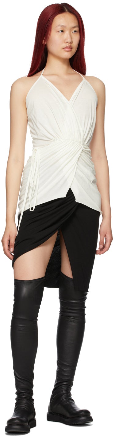 Rick Owens Lilies Black Jersey Asymmetric Wrap Skirt
