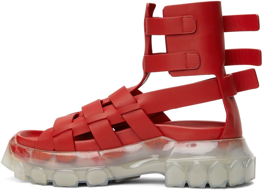 Rick Owens Red Hiking Tractor Sandals – BlackSkinny