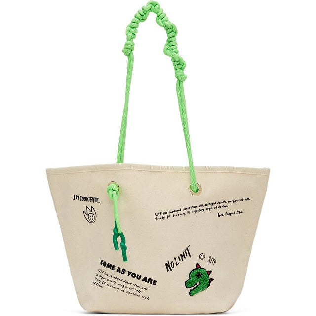 SJYP SSENSE Exclusive Off-White Canvas Tote - SJYP SSENSE EXCLUSIVE TOTE EXCLUSIVE TOILLE - sjyp ssense 독점적 인 오프 화이트 캔버스 Tote.