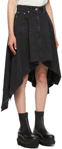 Sacai Black Denim Draped Asymmetric Skirt