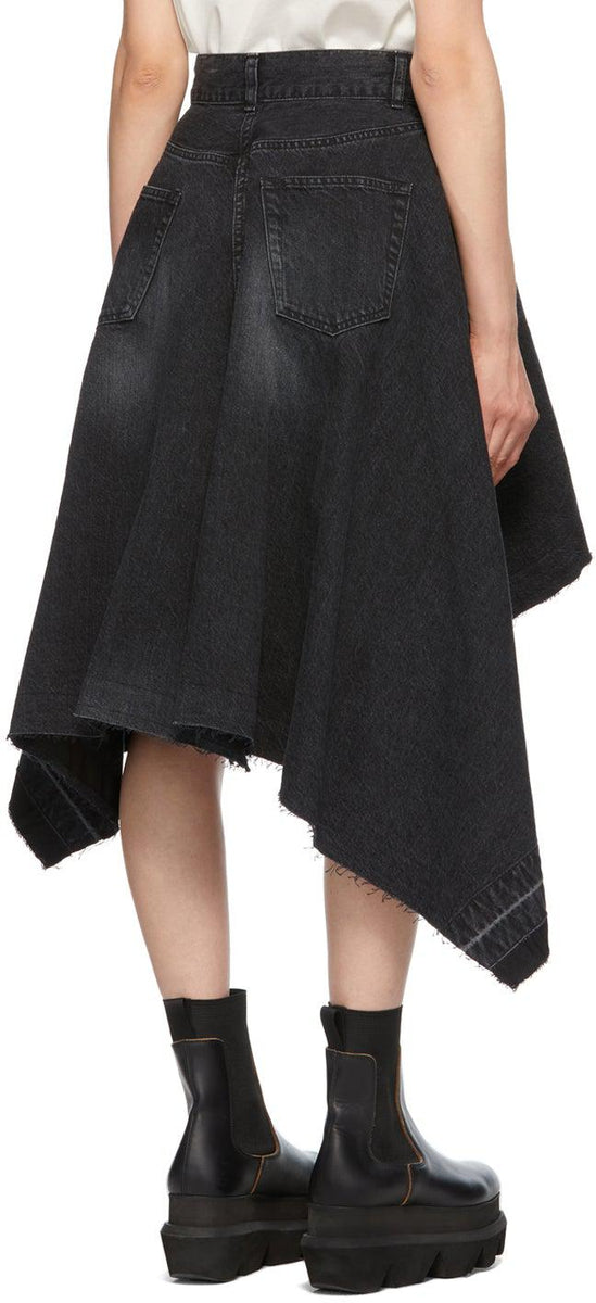 Sacai Black Denim Draped Asymmetric Skirt – BlackSkinny