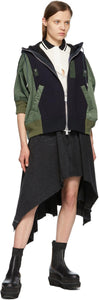 Sacai Black Denim Draped Asymmetric Skirt