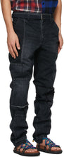 Sacai Black Denim Patchwork Jeans