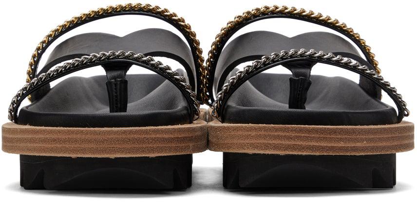 Sacai Black Leather Wedge Thong Sandals – BlackSkinny