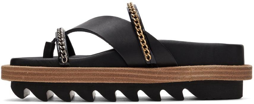 Sacai Black Leather Wedge Thong Sandals – BlackSkinny