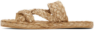 Saint Laurent Beige Raffia Multi-Strap Sandals