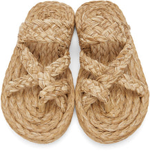Saint Laurent Beige Raffia Multi-Strap Sandals