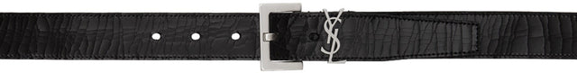 Saint Laurent Black Crinkled Leather Belt - Saint Laurent Ceinture en cuir froissé noir - 세인트 로트 블랙 주름진 가죽 벨트