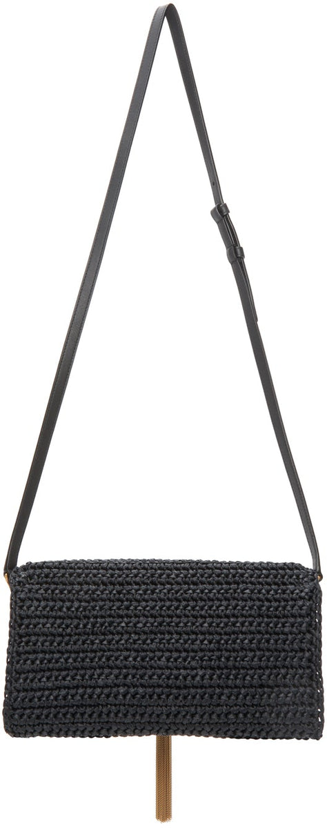 Kate 99 Raffia Shoulder Bag in Black - Saint Laurent