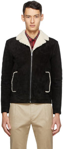 Saint Laurent Black Shearling Short Jacket - Saint Laurent Veste courte shearling noir - 세인트 로트 블랙 쇼트 링 짧은 재킷