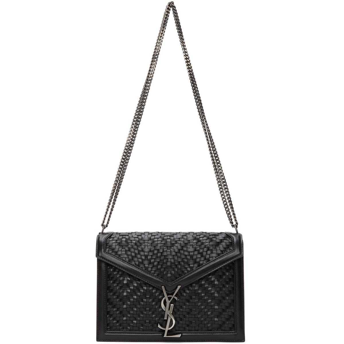 SAINT LAURENT Medium Cassandra Croc-effect Bag in Black