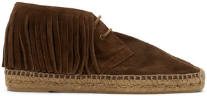 Saint Laurent Brown Suede Fringed Mid Top Espadrilles - SAINT LAURENT BROWN SUDE FRANDED HOLD ESPADRILLES - Saint Laurent Brown Suede는 Mid Top Espadrilles Fring.