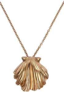 Saint Laurent Gold Seashell Pendant Necklace