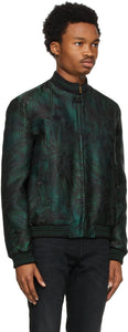 Saint Laurent Green Jungle Damask Teddy Jacket