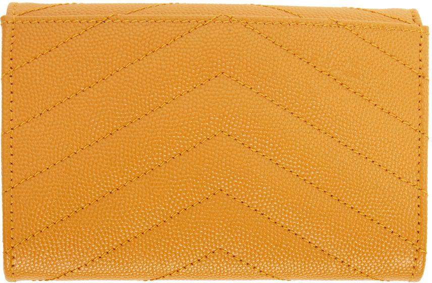 Saint Laurent Yellow Small Envelope Monogramme Wallet – BlackSkinny