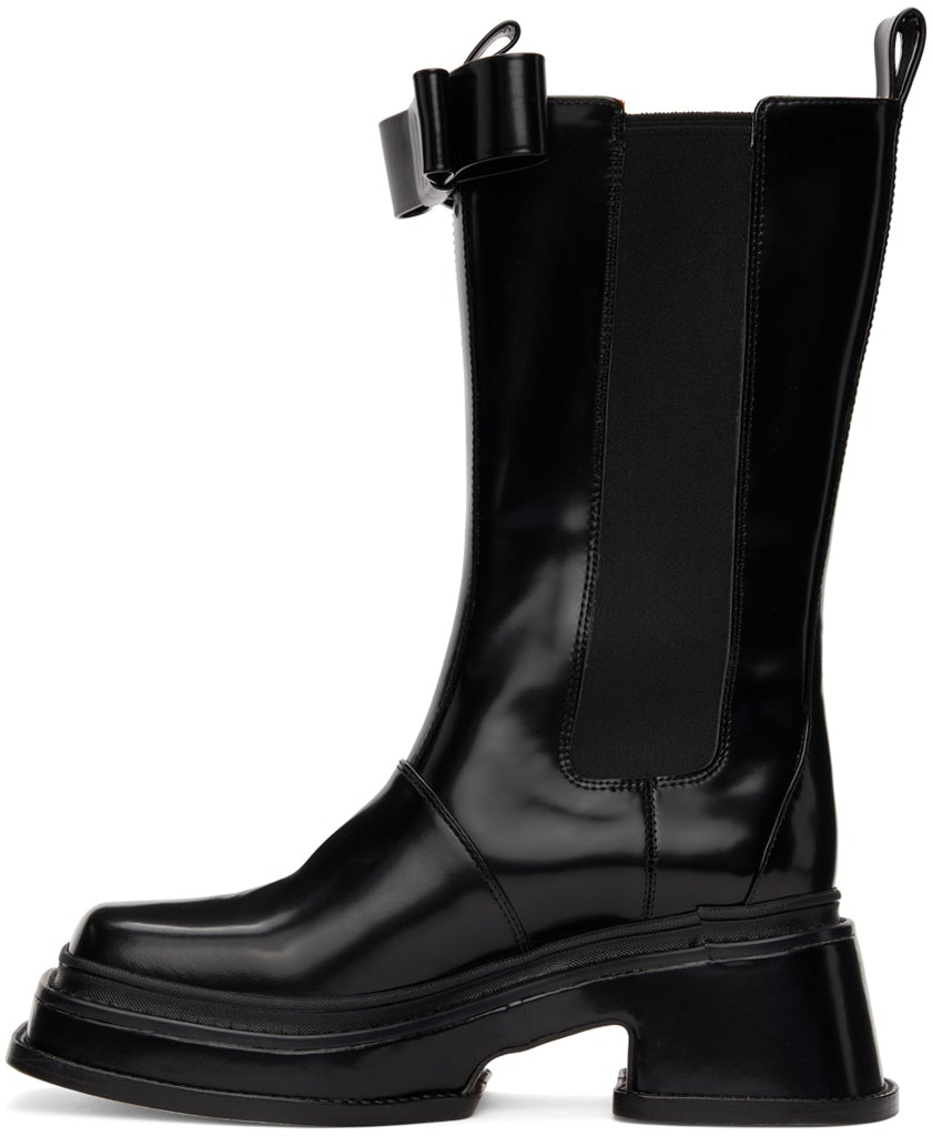 Shushu/Tong Black Leather Bow Mid Calf Boots – BlackSkinny