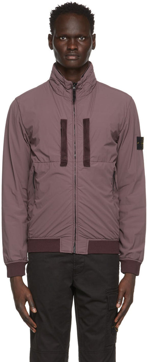 Stone Island Burgundy Skin Touch Nylon Bomber Jacket