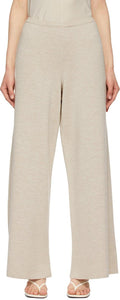 The Row Beige Wool Silk Chuk Trousers - Pantalon de chuk de laine de laine de laine Beige - 행 베이지 양모 실크 chuk 바지