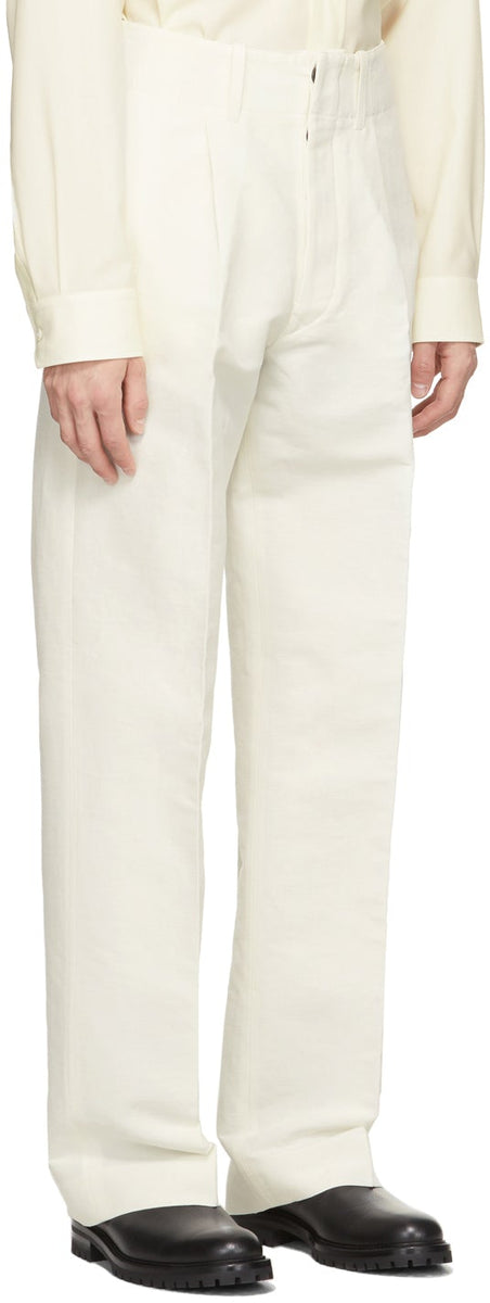 UNIFORME Off-White Wide Leg Pleated Trousers – BlackSkinny