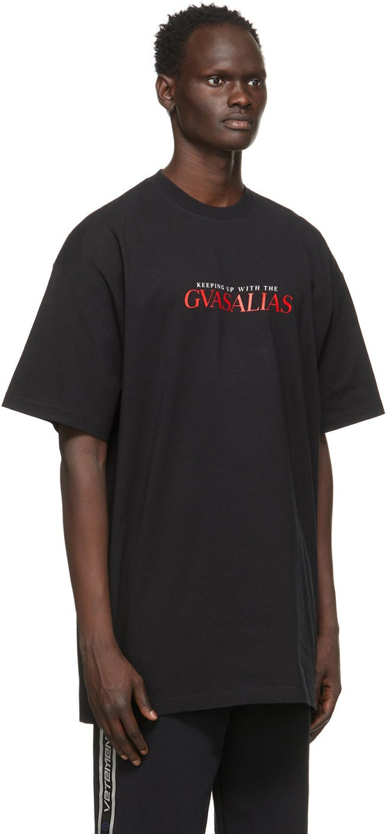 VETEMENTS Black 'Keeping Up With The Gvasalias' T-Shirt