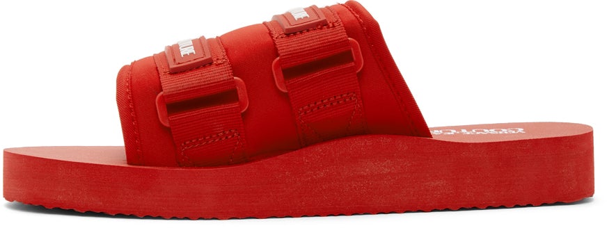 Versace Jeans Couture Red Logo Strap Slides – BlackSkinny