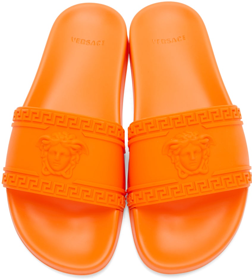Versace Orange Palazzo Slides