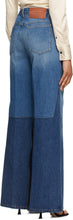 Victoria Beckham Blue Patchwork Flare Jeans