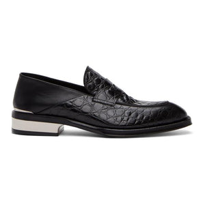 Alexander McQueen Black and Silver Croc Loafers