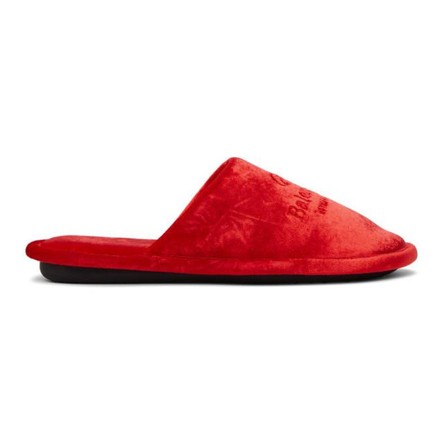 Balenciaga Red Velvet Home Loafers