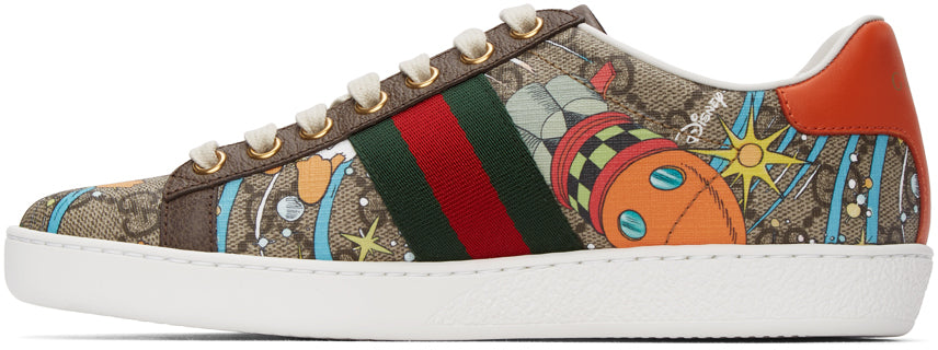 Ace leather-trimmed GG sneakers in beige - Gucci