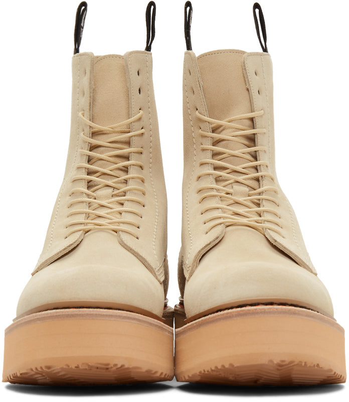 R13 Beige Single Stack Boots BlackSkinny