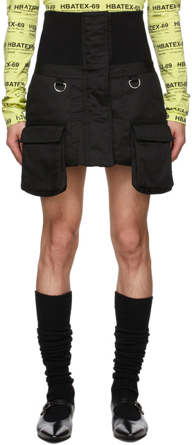 Hood by Air Black Cargo Skirt - Capuche à la jupe à cargaison noire - 에어 블랙화물 스커트로 후드