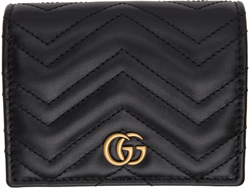 GG Marmont Leather Wallet On Chain in Black - Gucci