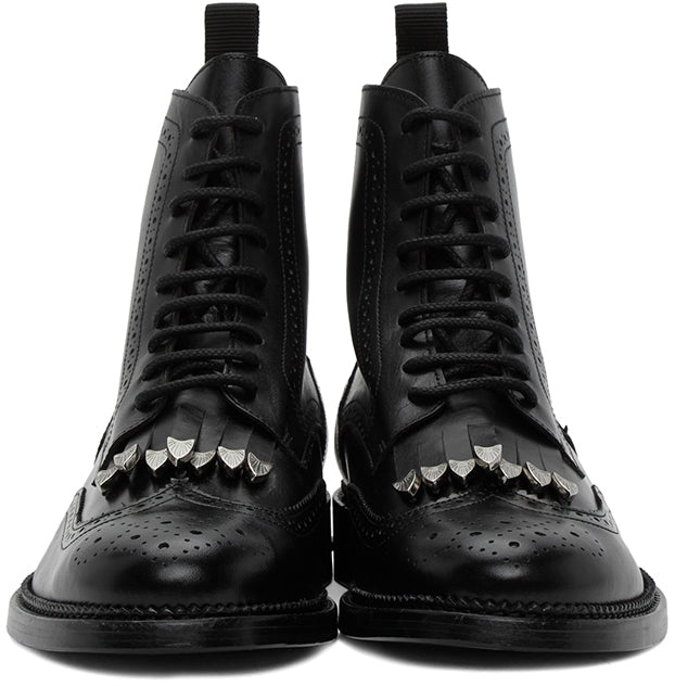 Toga Virilis Black Leather Fringed Boots – BlackSkinny