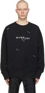 Givenchy Black Oversized Metal Detailing Sweatshirt - Sweat-shirt de détail en métal noir surdimensionné Givenchy - Givenchy Black 대형 금속 디테일링 스웨터